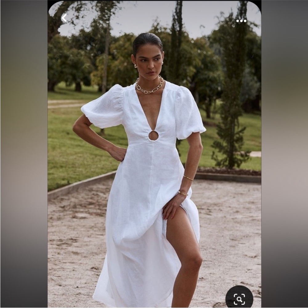 DISSH White Long Sleeve Maxi Dress. 100% linen